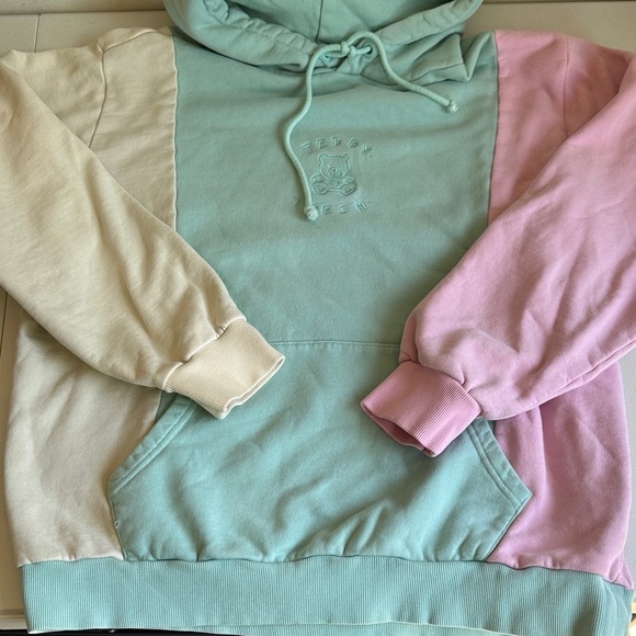 Teddy Fresh Mint, Cream, and Pink Colorblock Hoodie - Picture 2 of 7